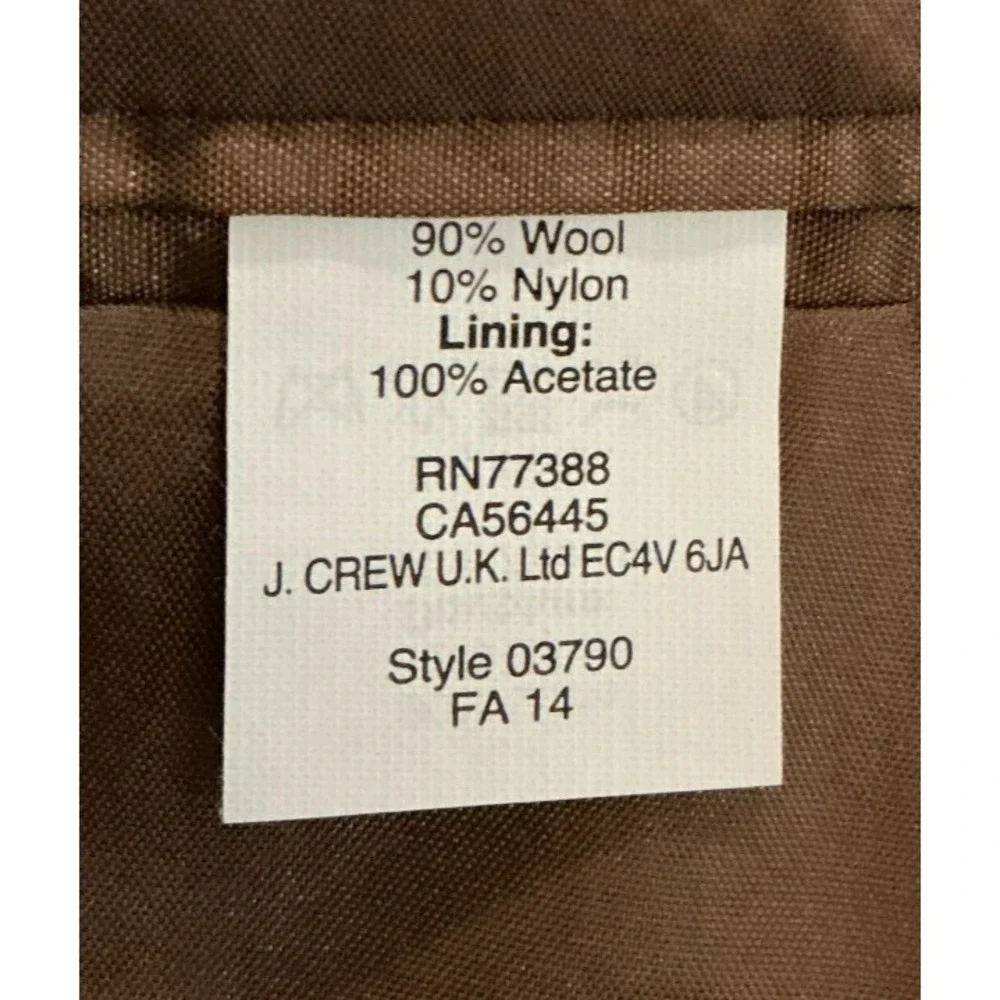 J. Crew 42L Brown Herringbone Wool Blazer #03790 Dark Academia Professor Classic